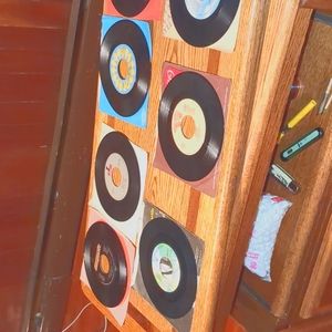 Post number one a large 45 record collection and a old metal box.